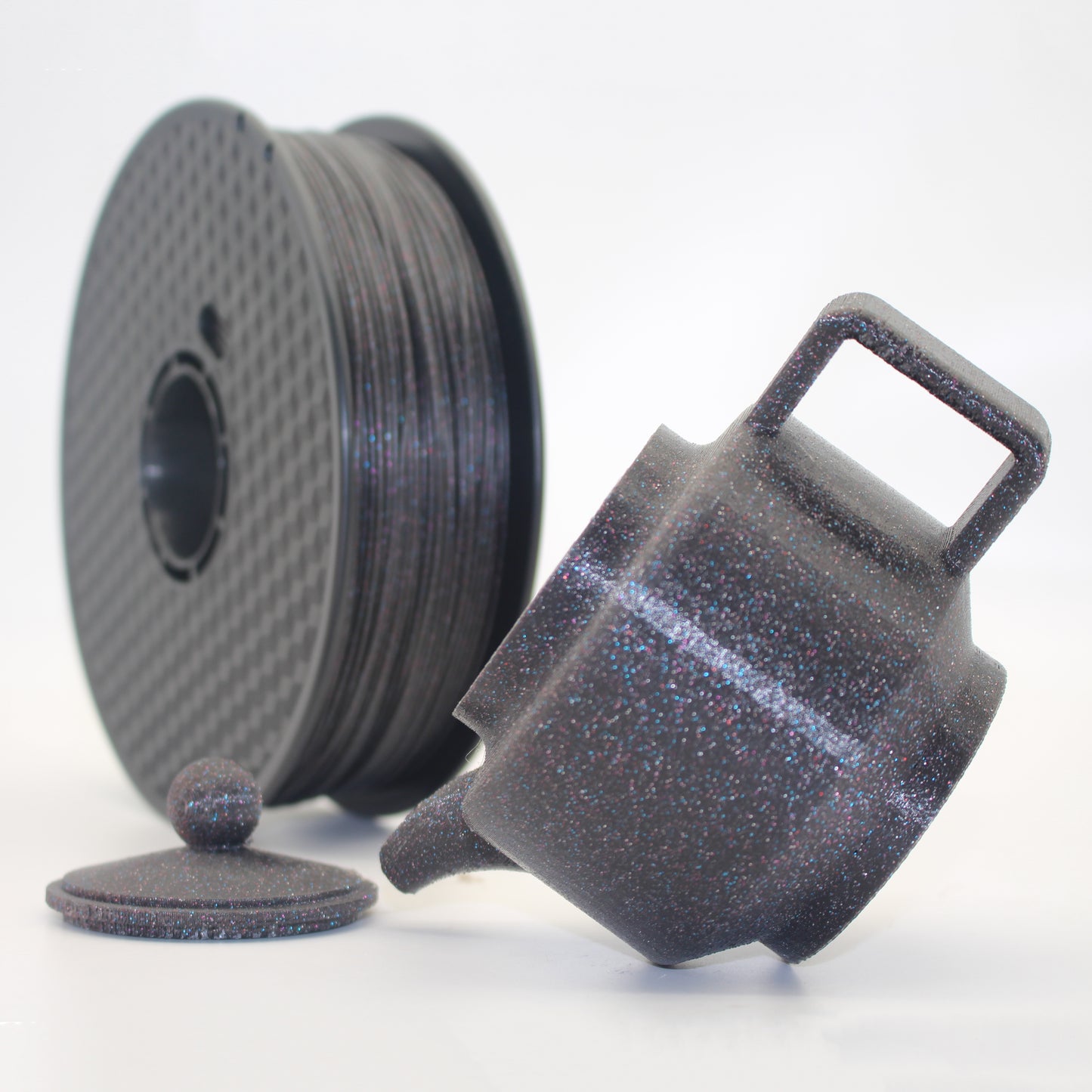 PLA - Black Filament with Red-Blue-Purple Glitter