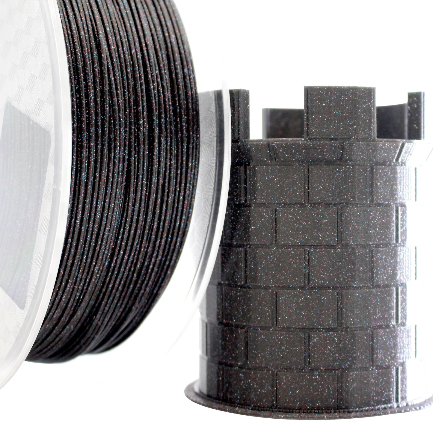 PLA - Black Filament with Red-Blue-Purple Glitter